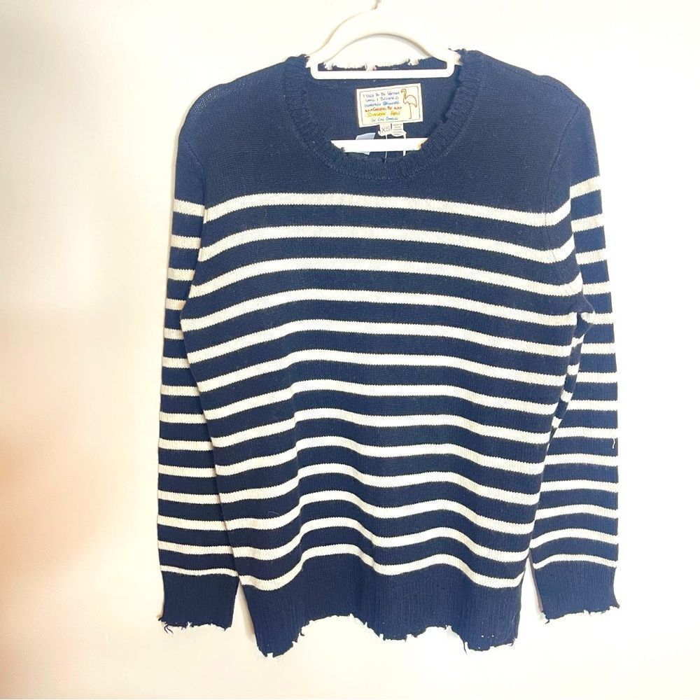 Sandrine Rose cashmere blend Striped crew neck sweater NEW XS